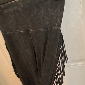 Black fringe pants